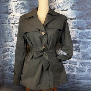 Giacca Hip length Belted Trench Coat Jacket